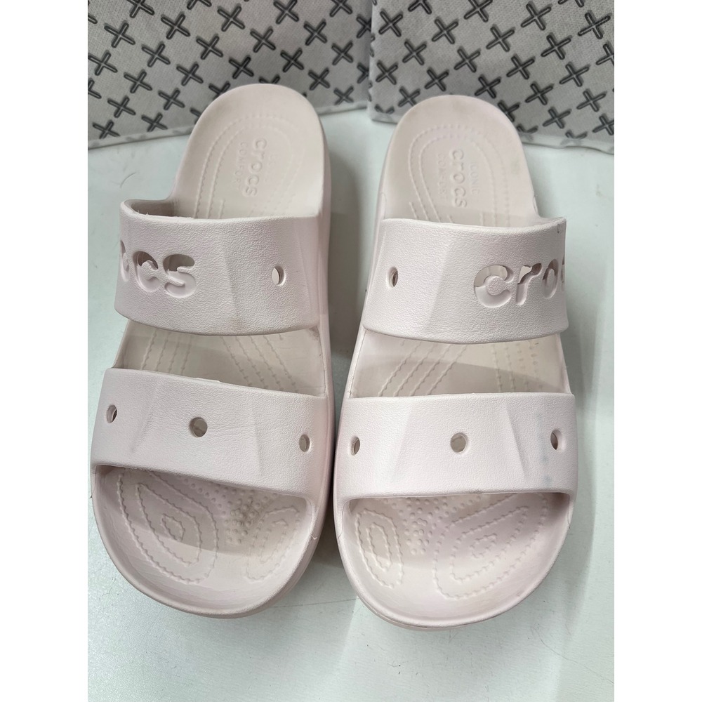 Crocs Classic Sandal Pink Two Strap Slide Women 10 Slip On Comfort Shoes 206761